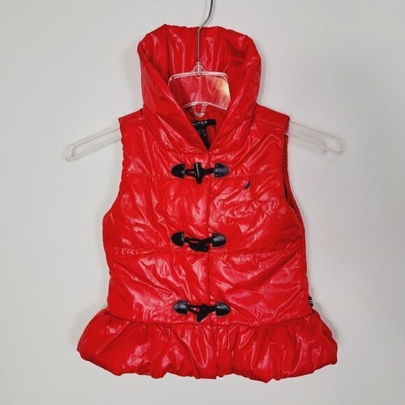 Nautica Red Semi-gloss Nautical Puffer Vest Sz 4T - Picture 6 of 6